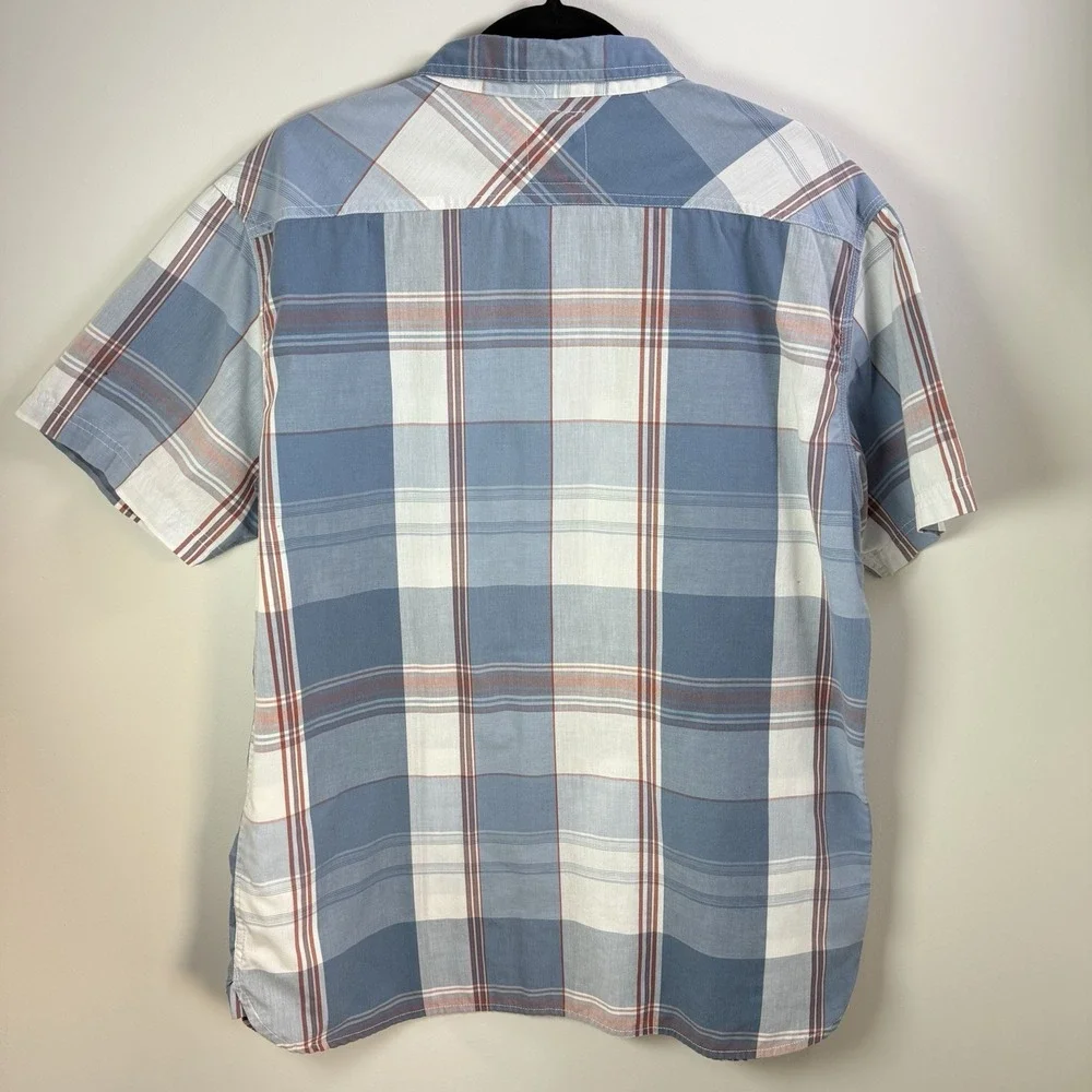 Levi's Men XL Button Up Shirt XLarge Red/White/Blue Plaid‎ Short Sleeve Collar